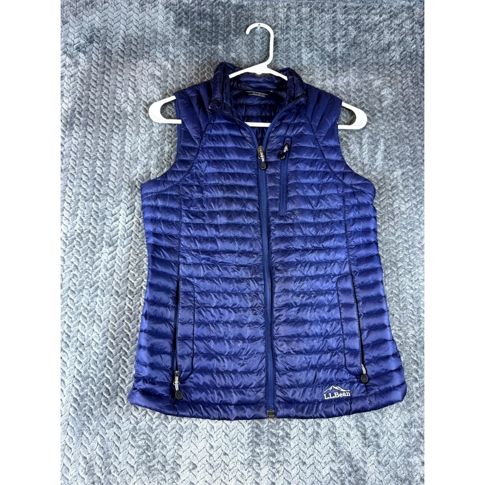 L.L.Bean Puffer Vest Womens XS Blue Downtek Goose Down Pertex Quantum Insulation